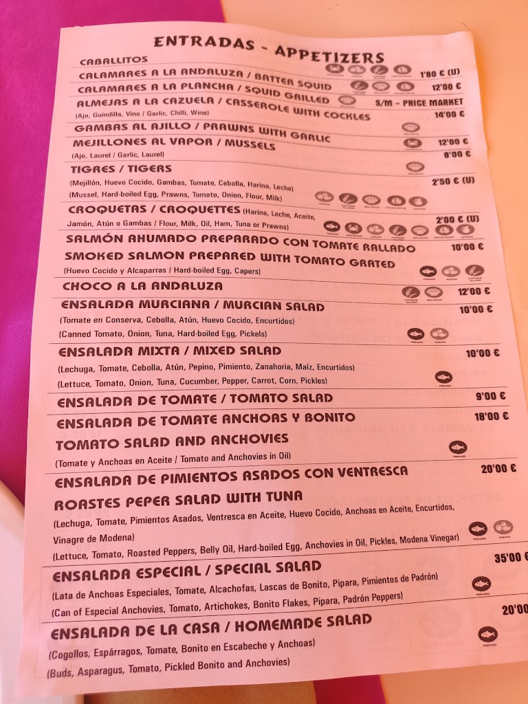 El Caldero Restaurante — Carta