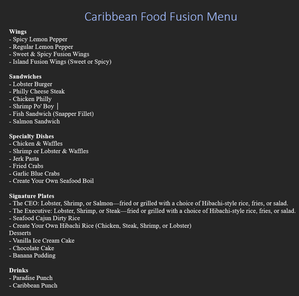 Menu