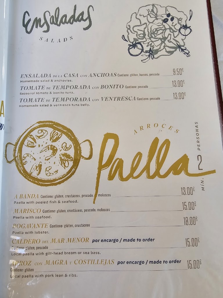 Restaurante Asador Los Barriles — Carta
