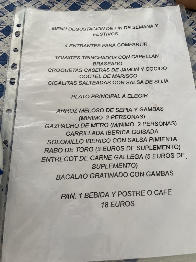 Restaurante El Jolivert — Carta
