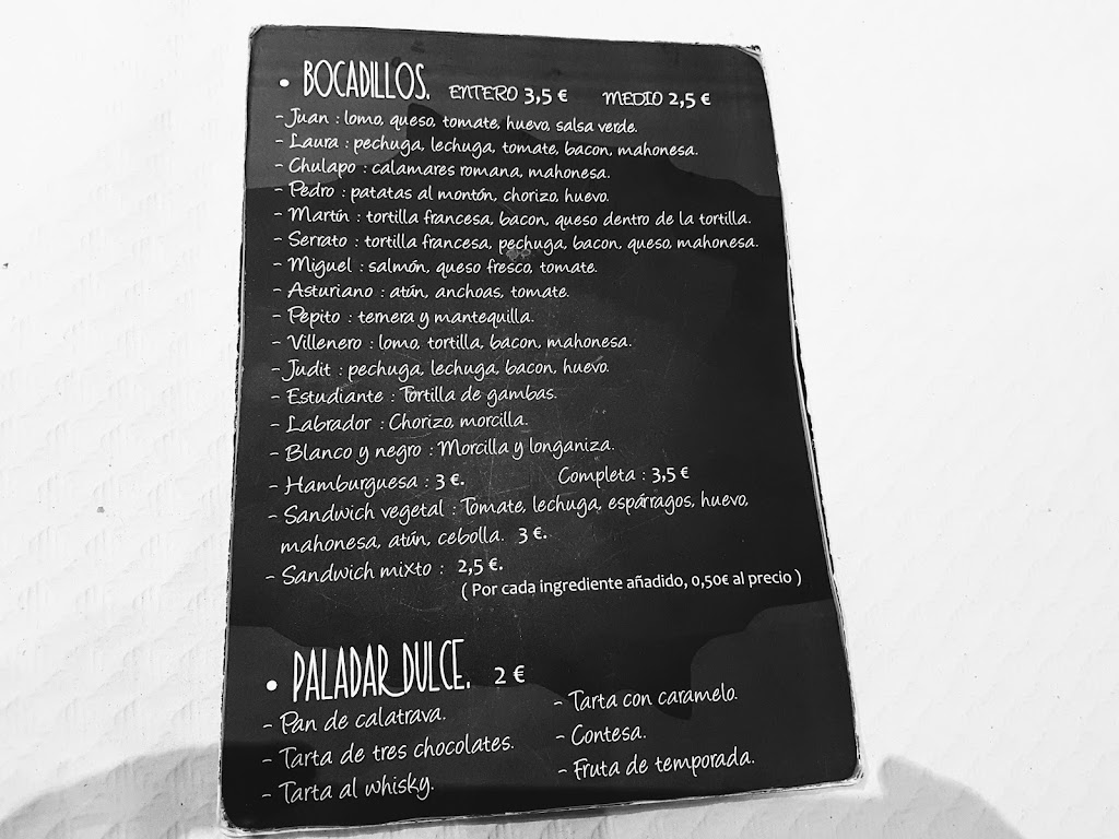 Bar restaurante peones 4 — Carta