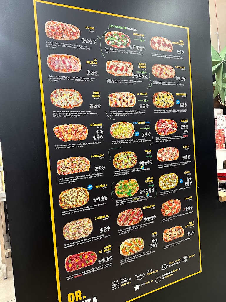 Dr. Pizza (Pizzas a domicilio y para llevar en Sant Joan Despi, Cornella, Sant Feliu, Sant Just y Sant Boi) — Carta