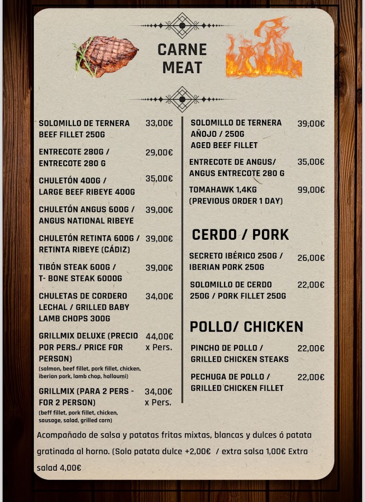 GRILLHOUSE RESTAURANTE — Carta