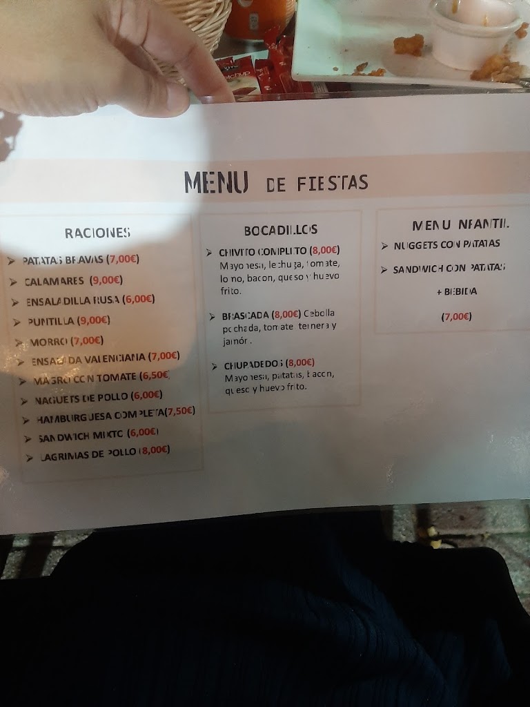Bar el Castell — Carta