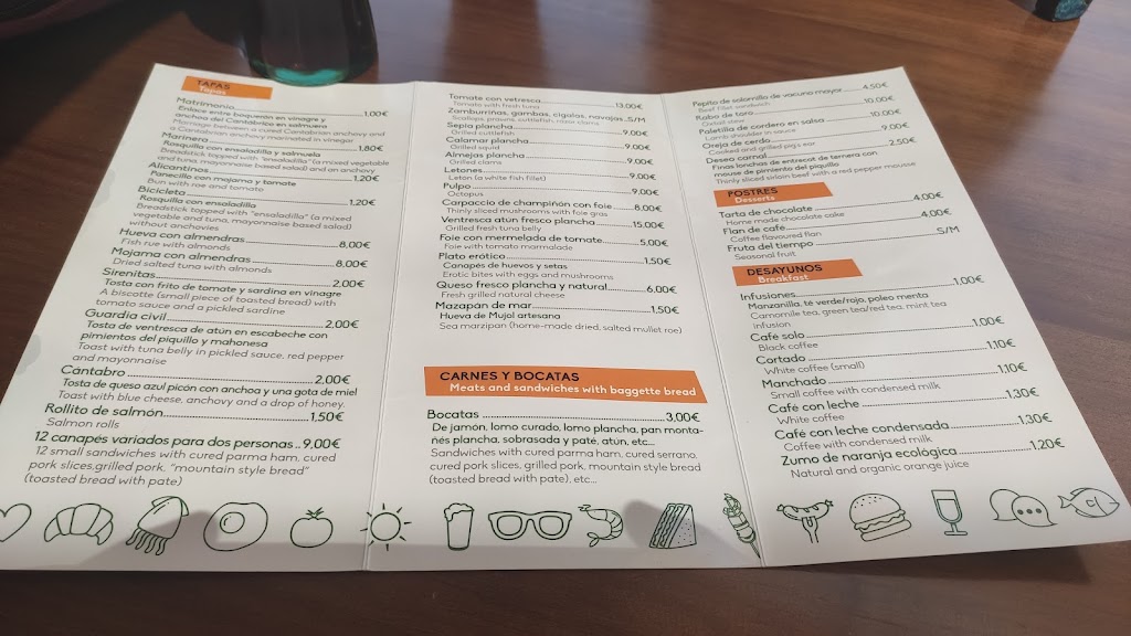Cerveceria El Rincon — Carta
