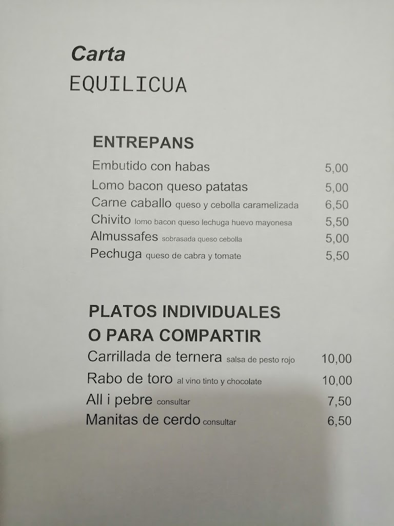 Bar Equiliqua — Del propietario