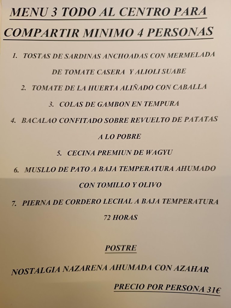Bar Montero - Carnes Brasa y Arroces — Carta