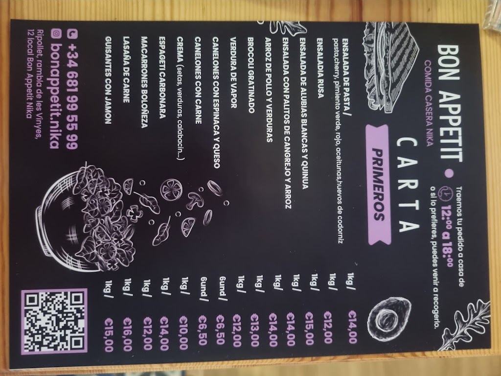 Bon Appetit Comida casera Nika — Carta