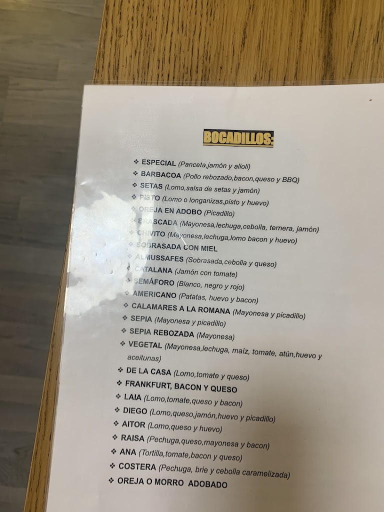 La Costera — Carta