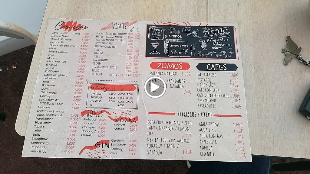 Autobar La Ruta Food truck — Carta
