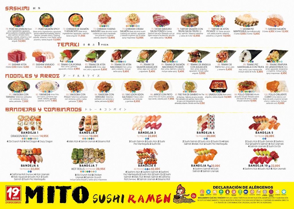 MITO SUSHI RAMEN — Carta