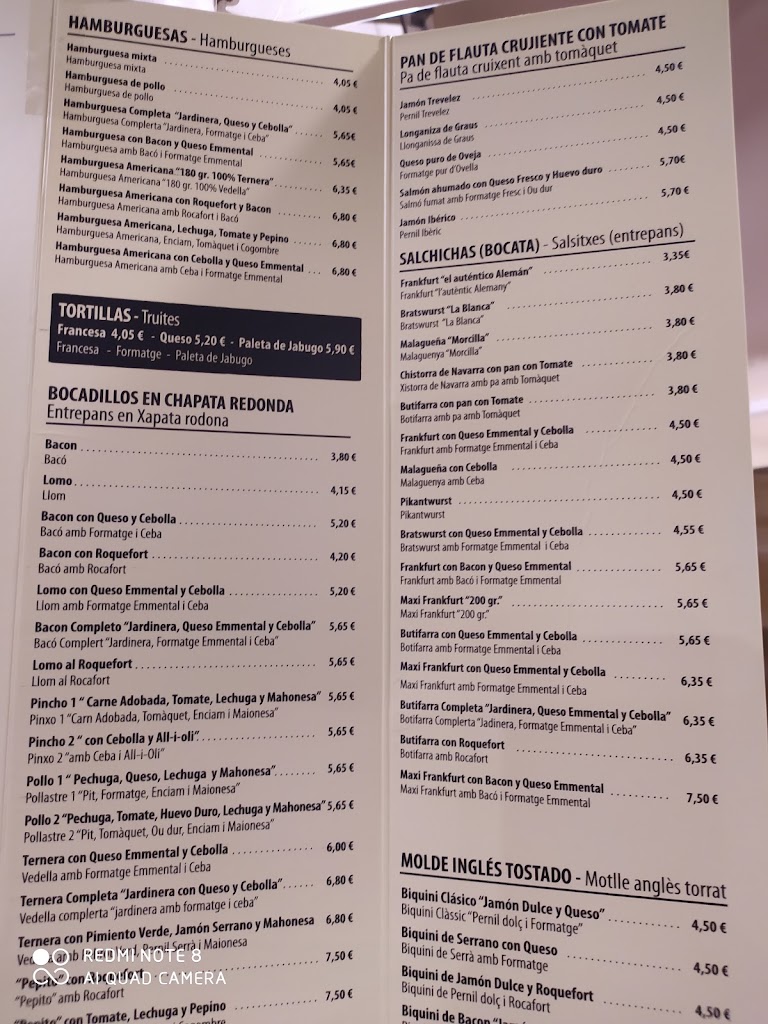 Bodega Chumi | Tapas y bocatas — Carta