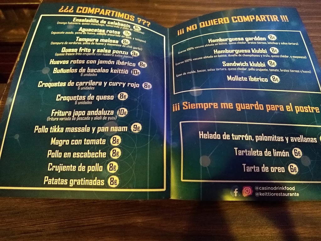 Gardden La terraza del Casino — Carta
