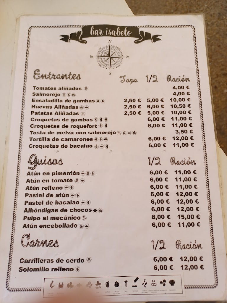 Bar Isabelo — Carta