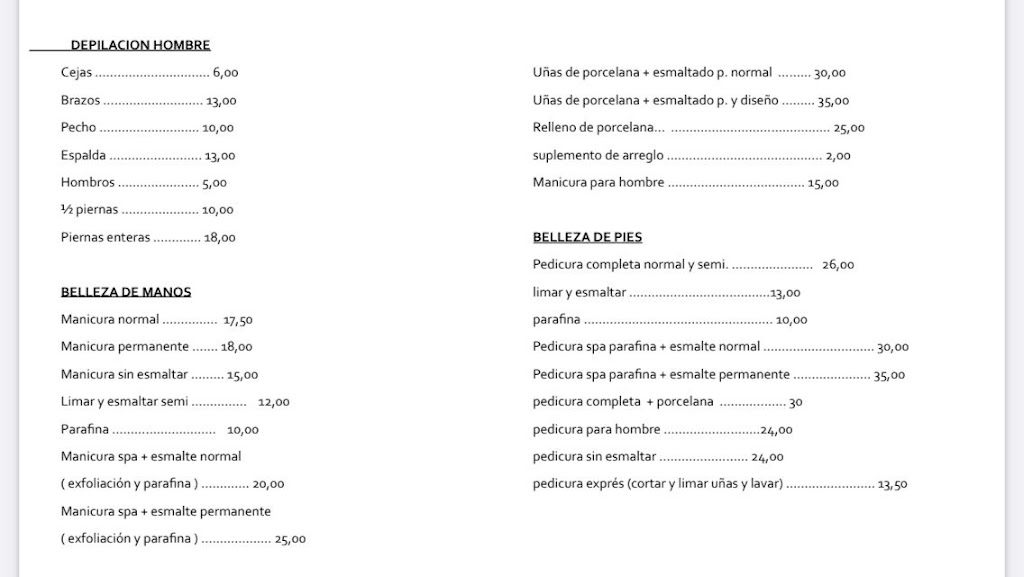 Shalom Estetica - Bienestar Integral — Carta