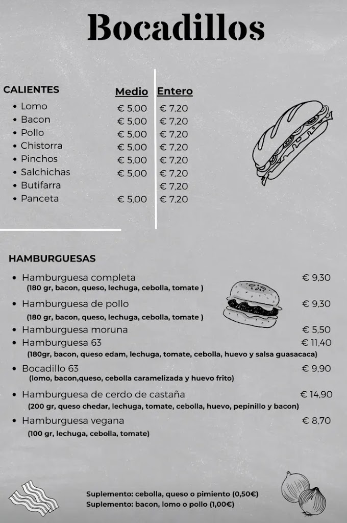 Bar braseria 63 — Carta