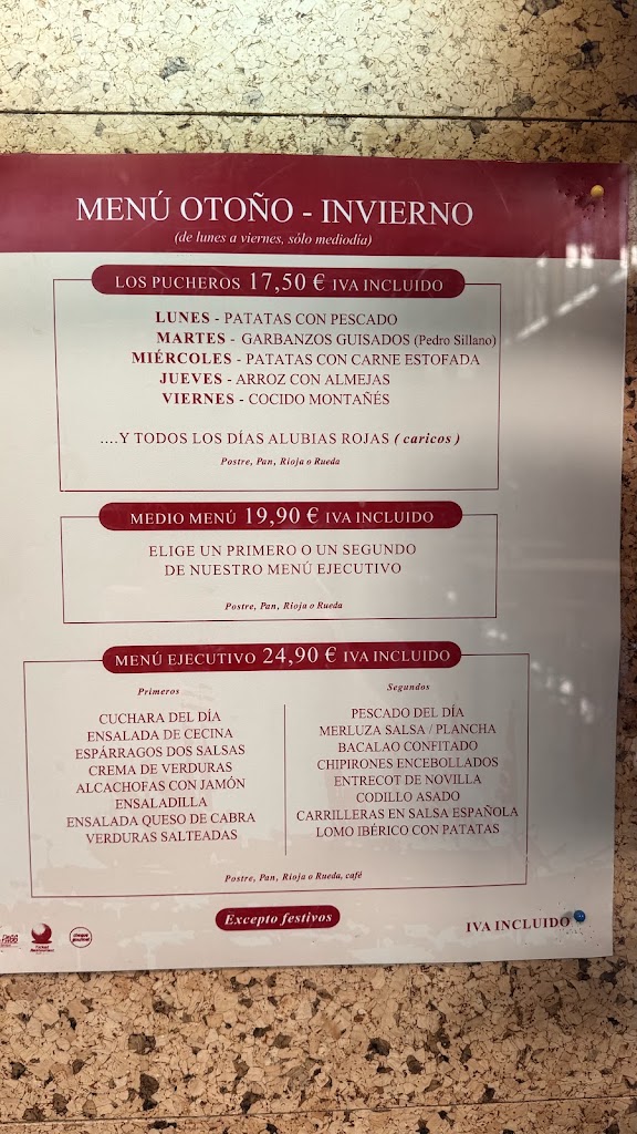 Restaurante la Casa del Indiano — Carta