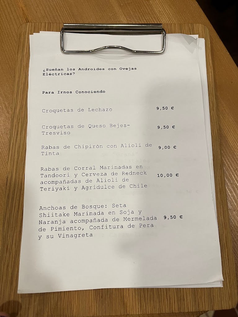 La Oveja Electrica — Carta