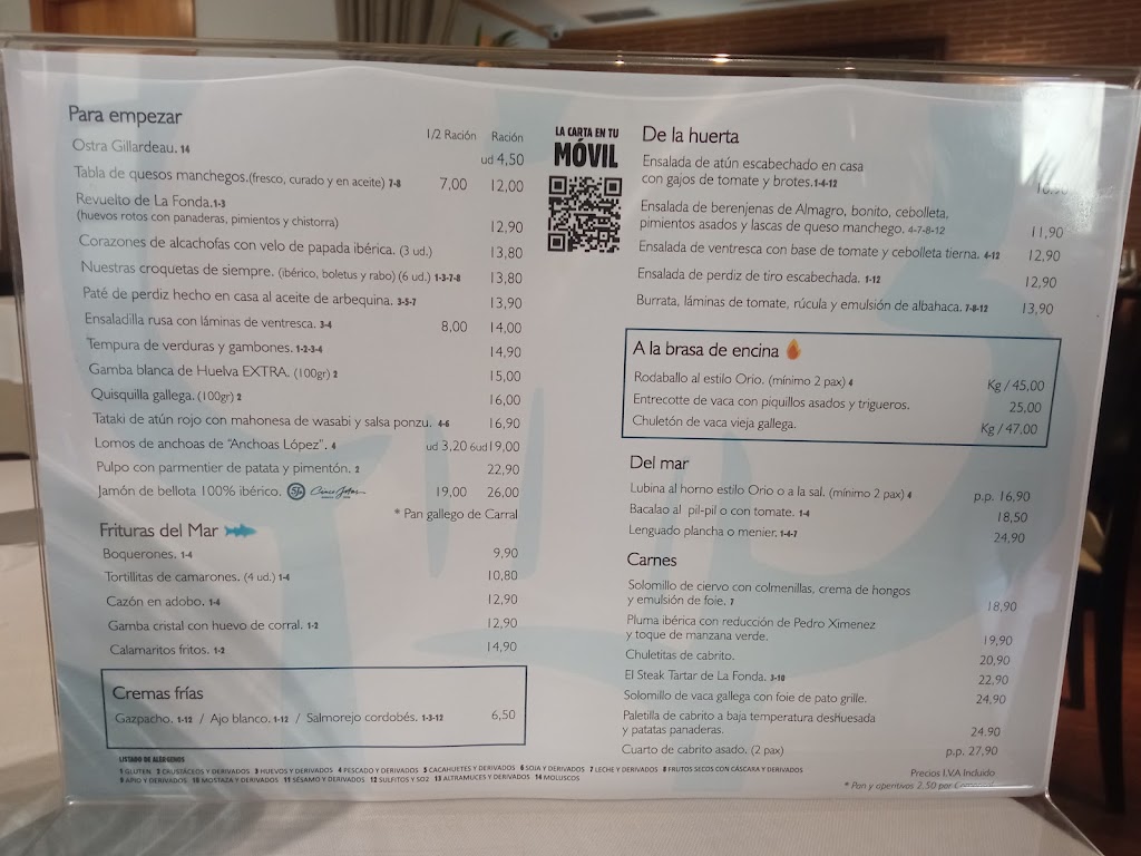 Restaurante La Fonda de Alberto — Carta