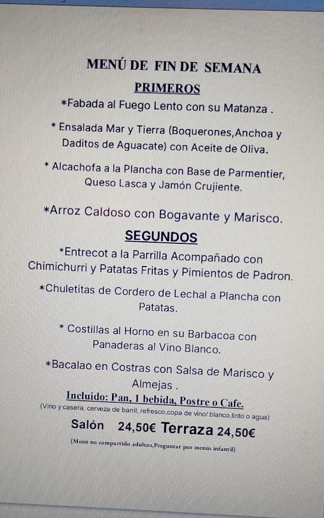 Restaurante La Casona de Luis — Carta