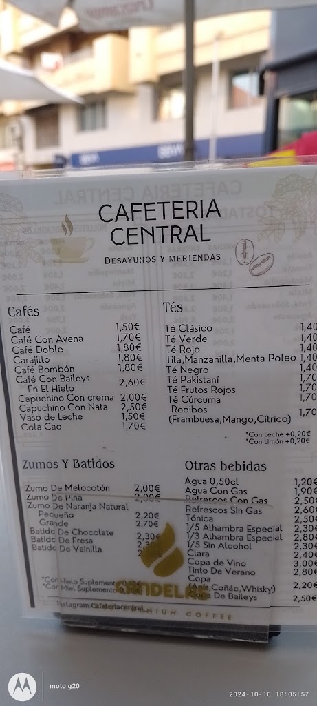 Cafeteria central — Carta