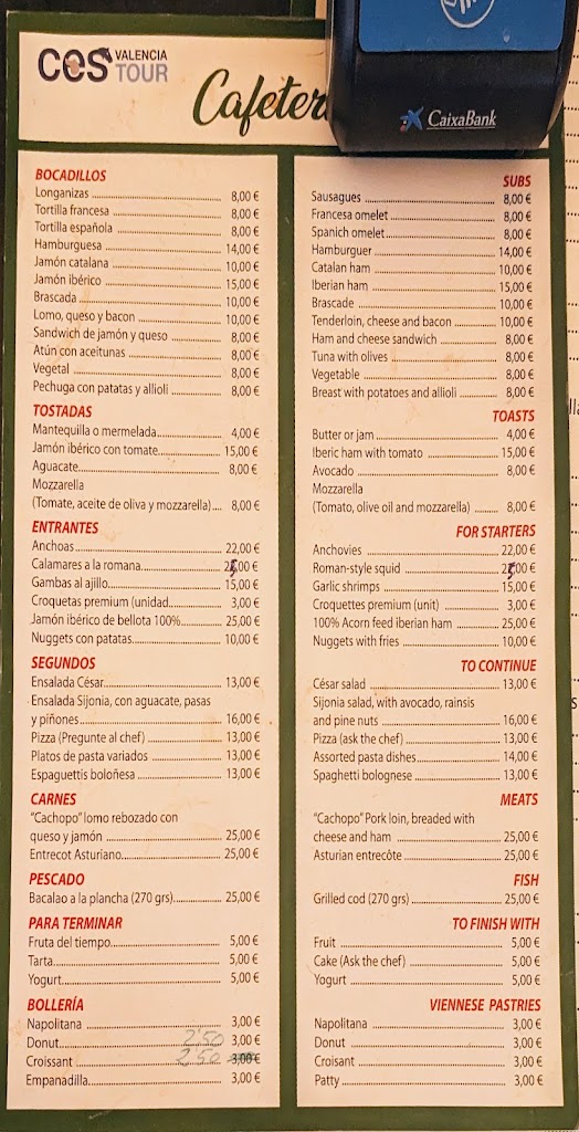 Restaurante CES Valencia — Carta