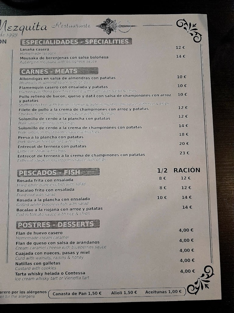 Meson La Mezquita — Carta