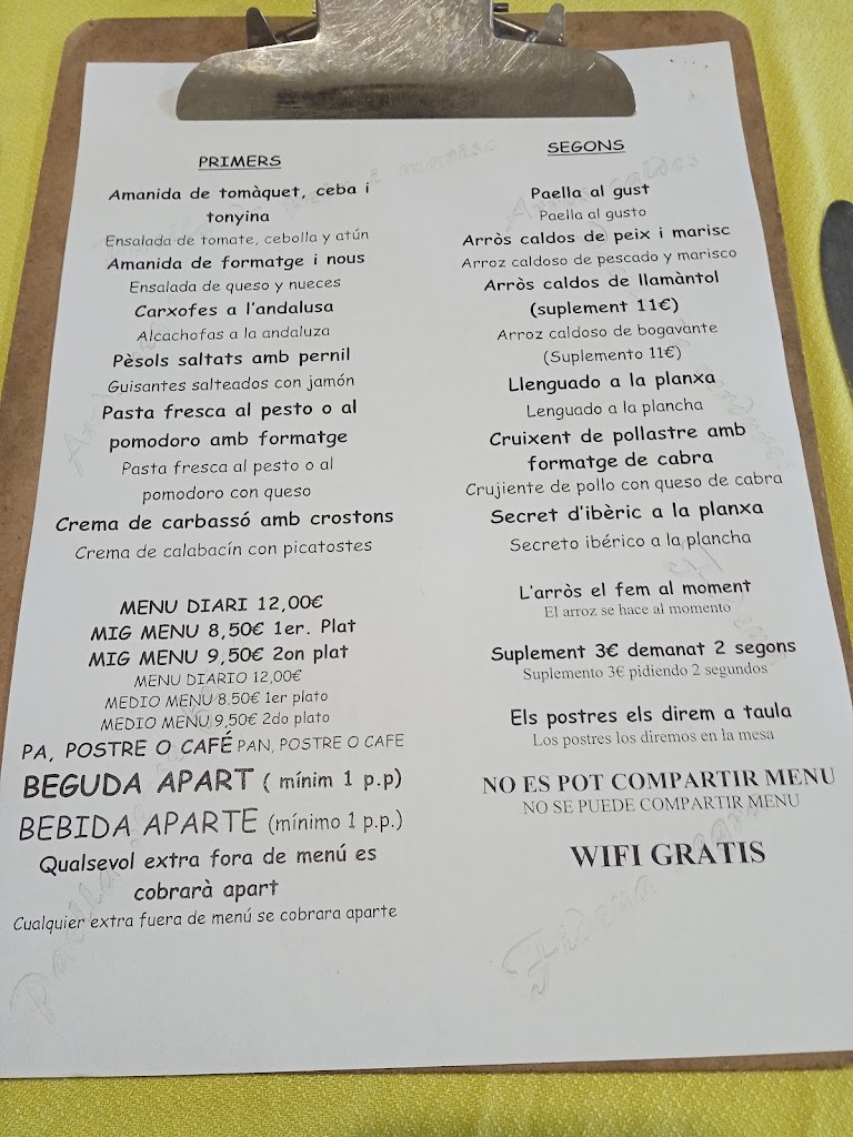 restaurant la gresca — Carta