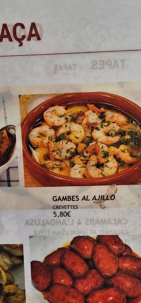 Cafe de la Placa — Carta