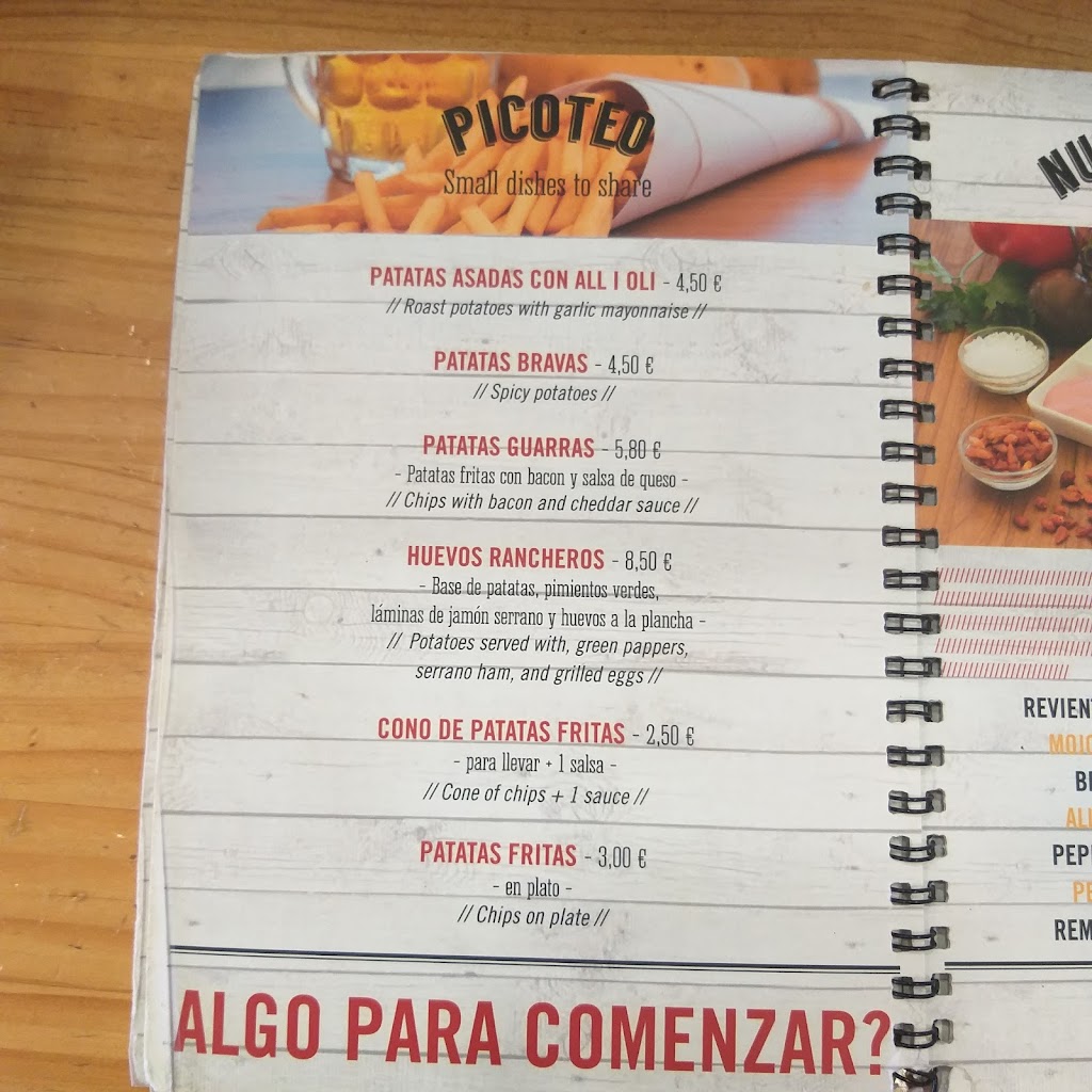 Restaurante El rancho de la patata — Carta