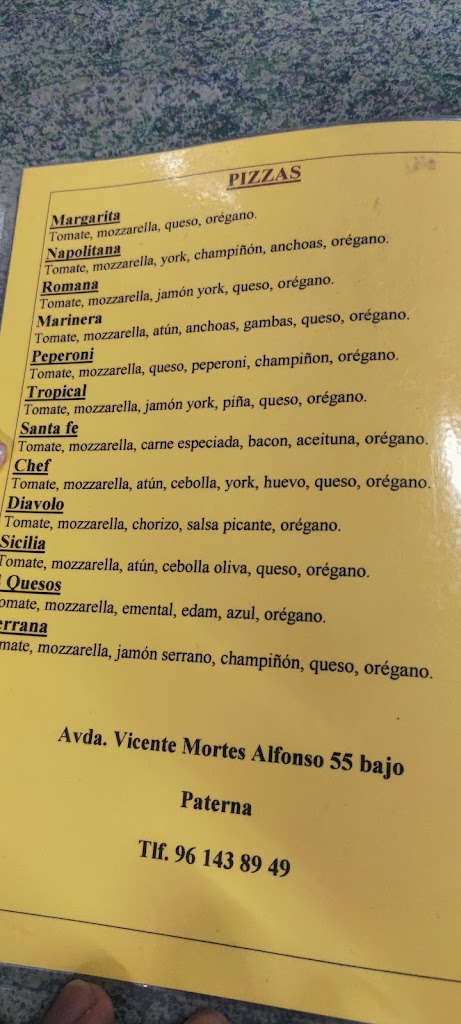 Bocateria Nelo's — Carta