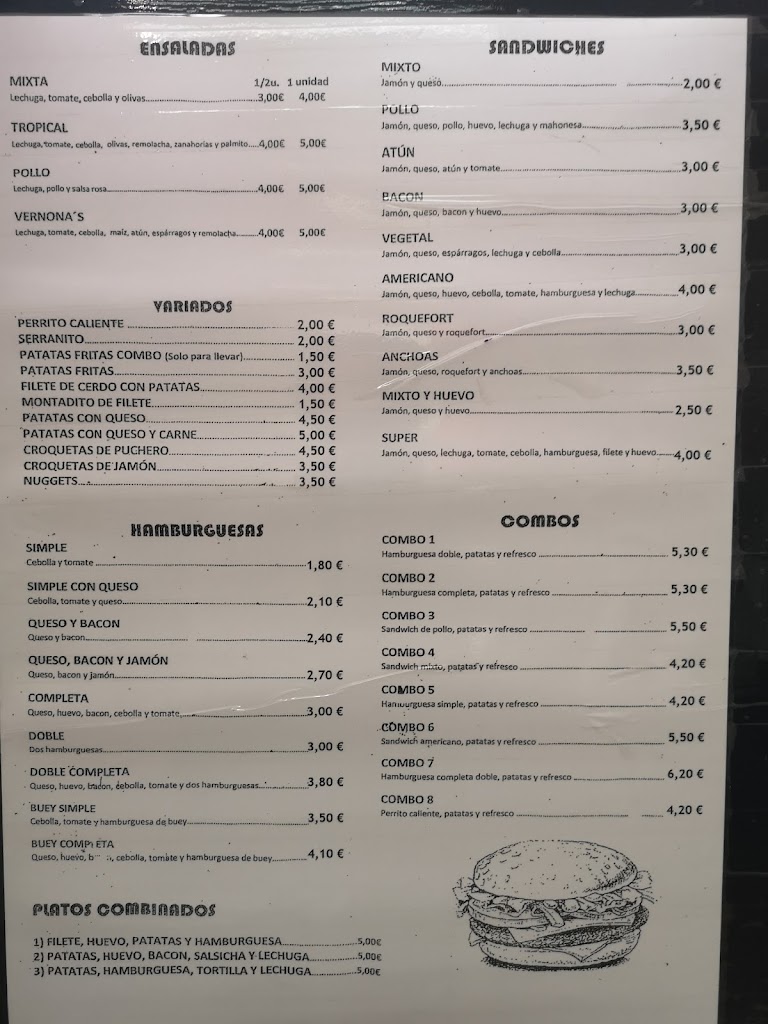 Pizzeria Veronas — Carta