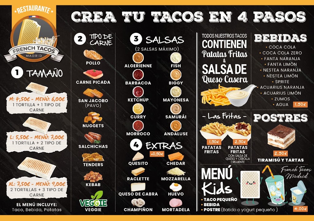 Restaurante French tacos mostoles — Carta