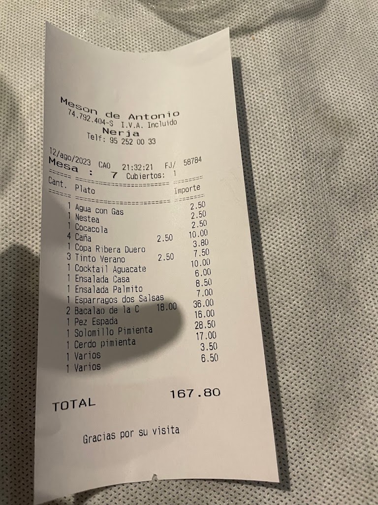 Antonio Meson Restaurante — Carta