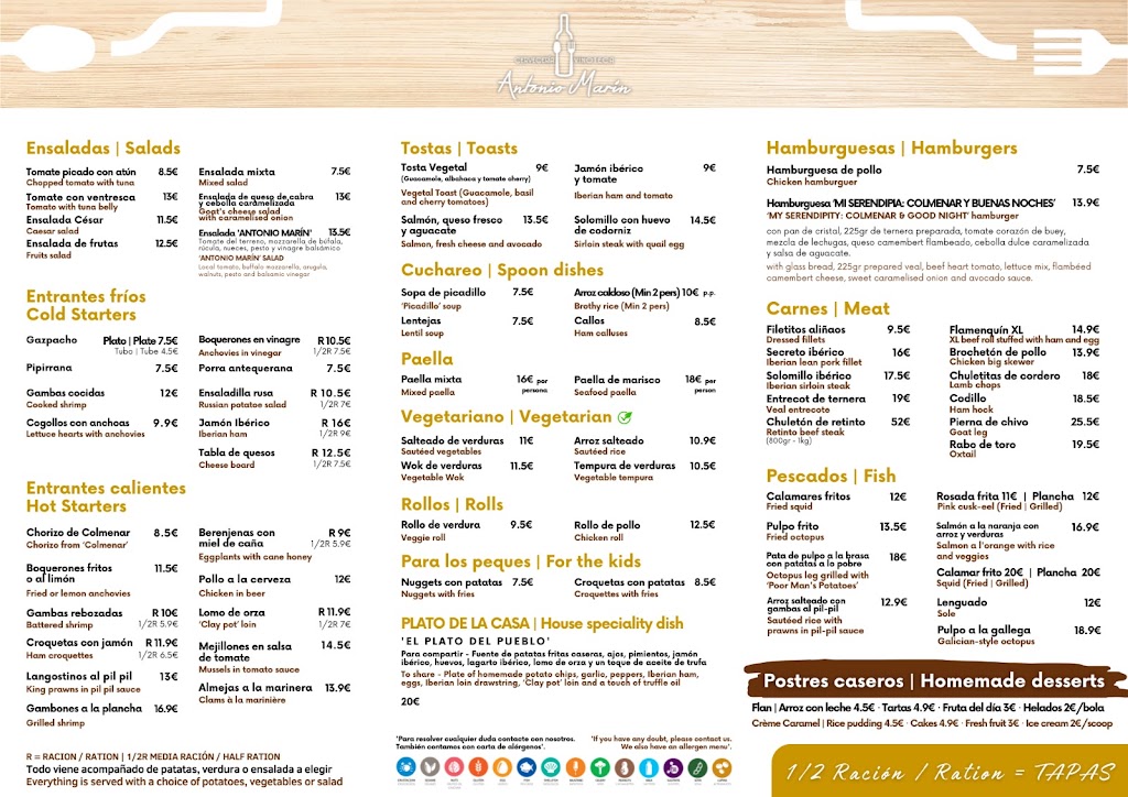 Antonio Marin Cerveceria Vinoteca — Carta