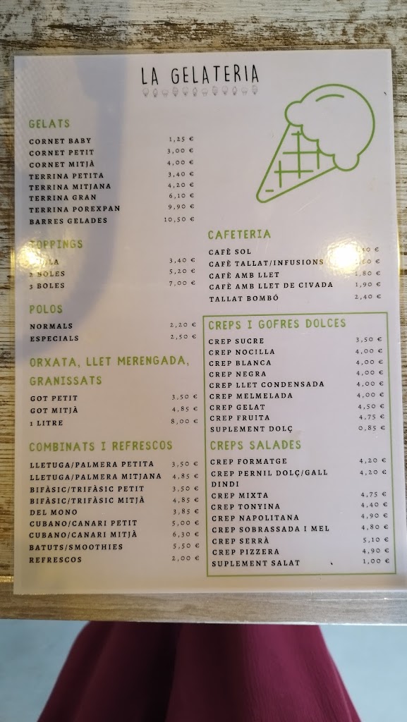 La heladeria de Manlleu — Carta