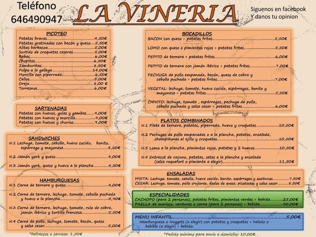 La Vineria — Carta
