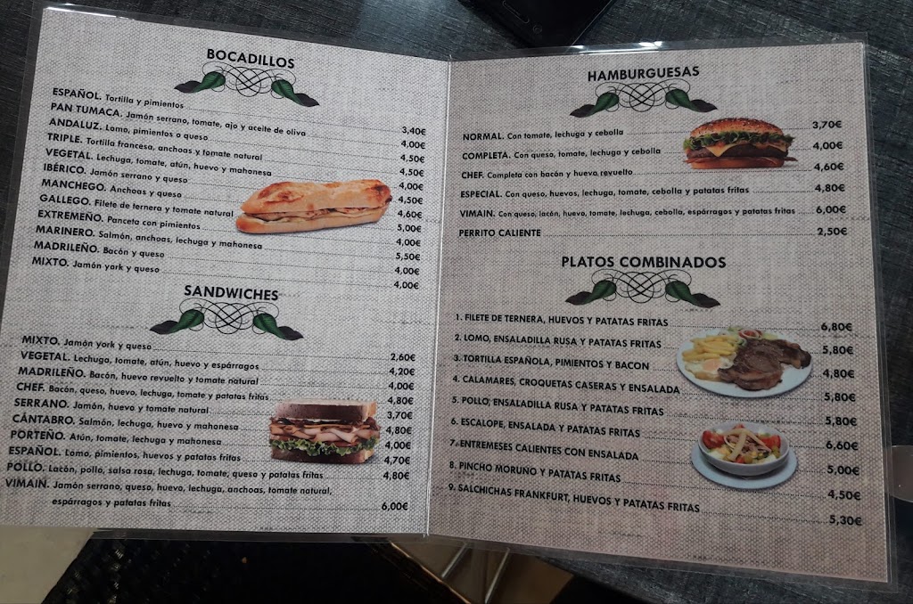 CAFETERIA VIMAIN — Carta