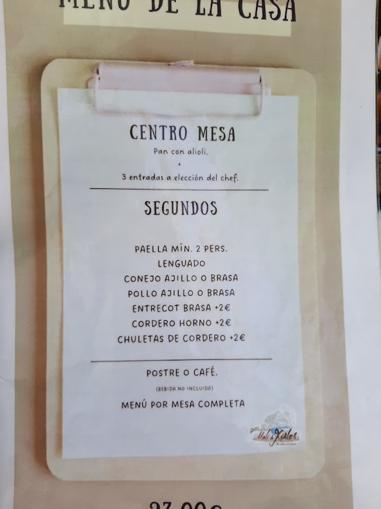 Restaurante Moli de Xirles — Carta