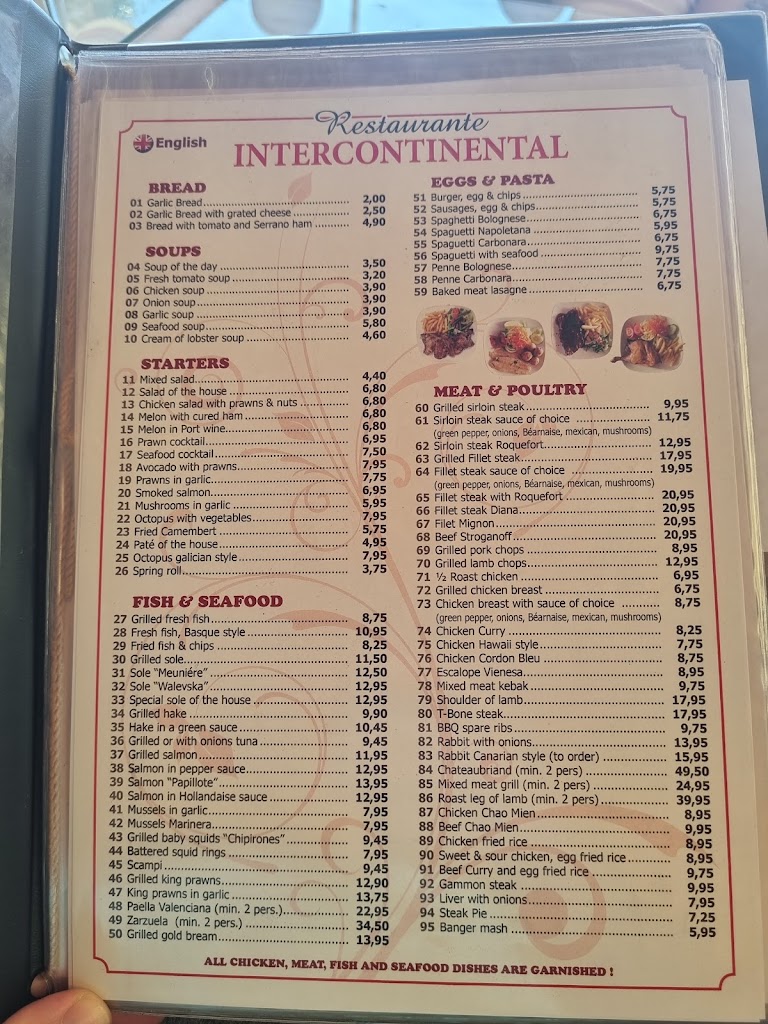 Intercontinental Restaurante — Carta
