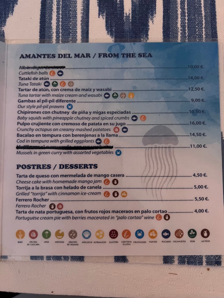 Restaurante Aguamala Gastrobar — Carta