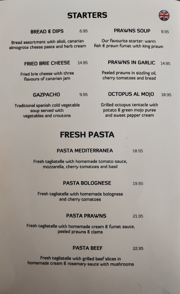 Restaurant Bolero — Carta