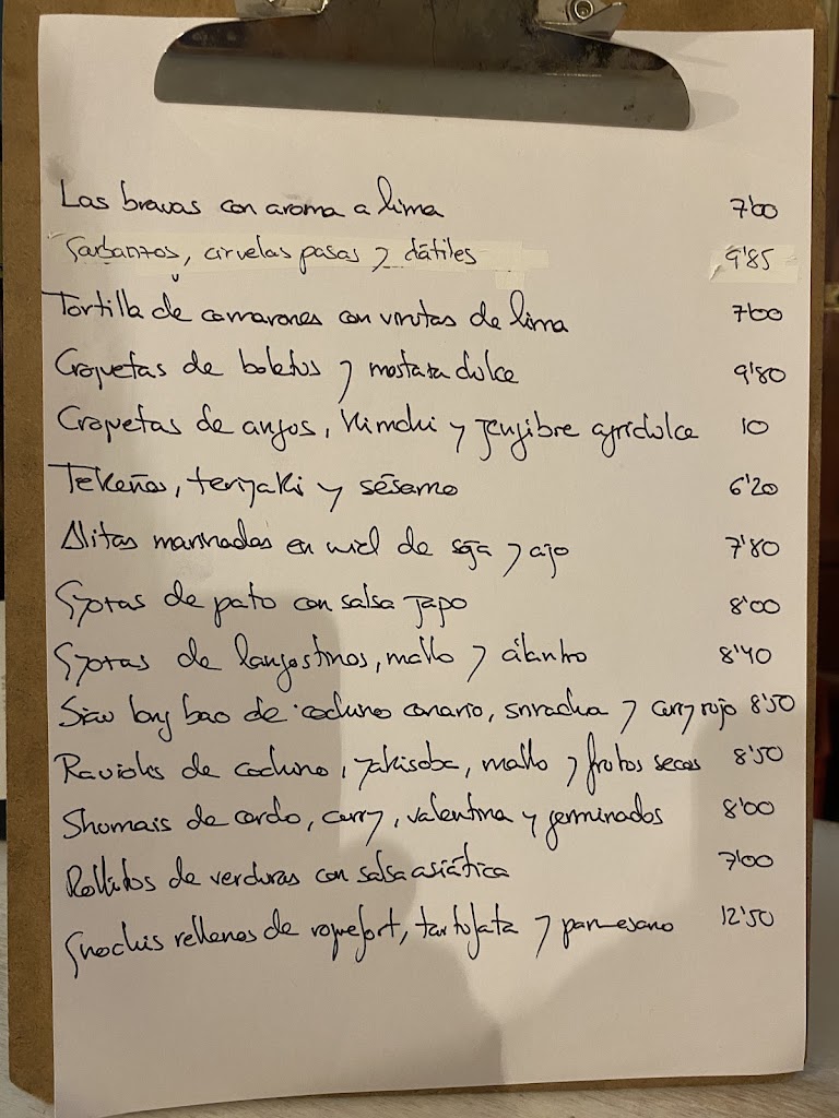 Entremeses Tapas Bar — Carta