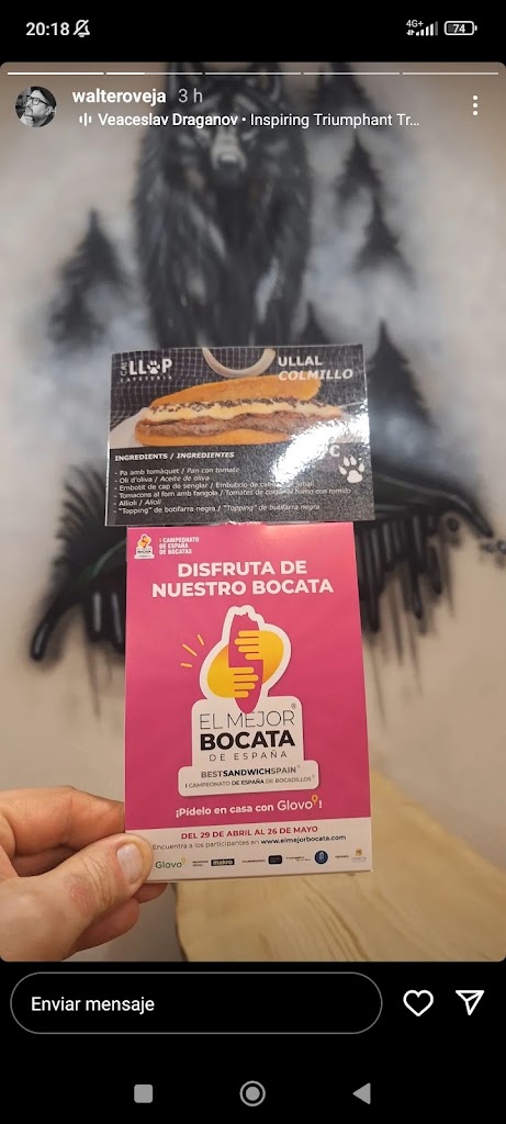 Cal Llop Cafeteria — Carta