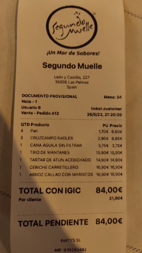 Segundo Muelle Las Palmas — Carta