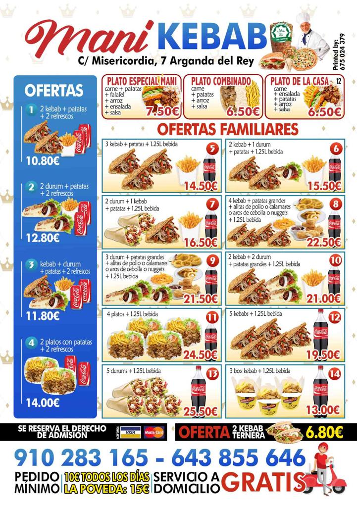 Doner Kebab Arganda del Rey — Carta
