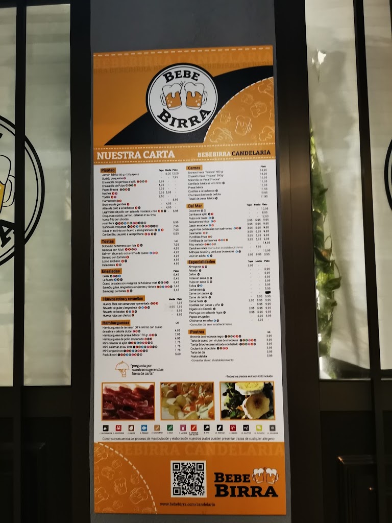 Bebe Birra Candelaria — Carta