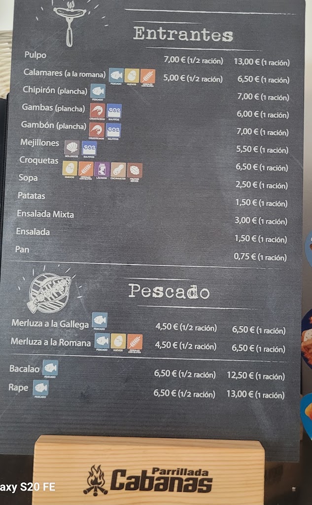 Parrillada Cabanas — Carta