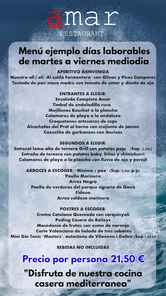 Restaurante Amar — Carta