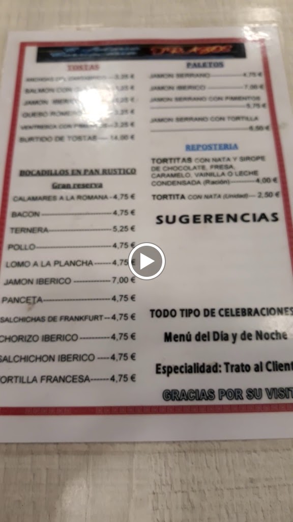 Cafeteria Trazos — Carta